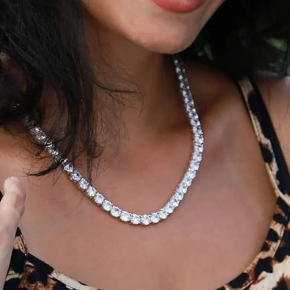 6mm round cubic zirconia tennis necklace 16”